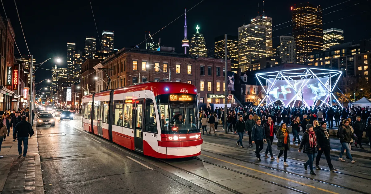 TTC transportation during Nuit Blanche Toronto at night