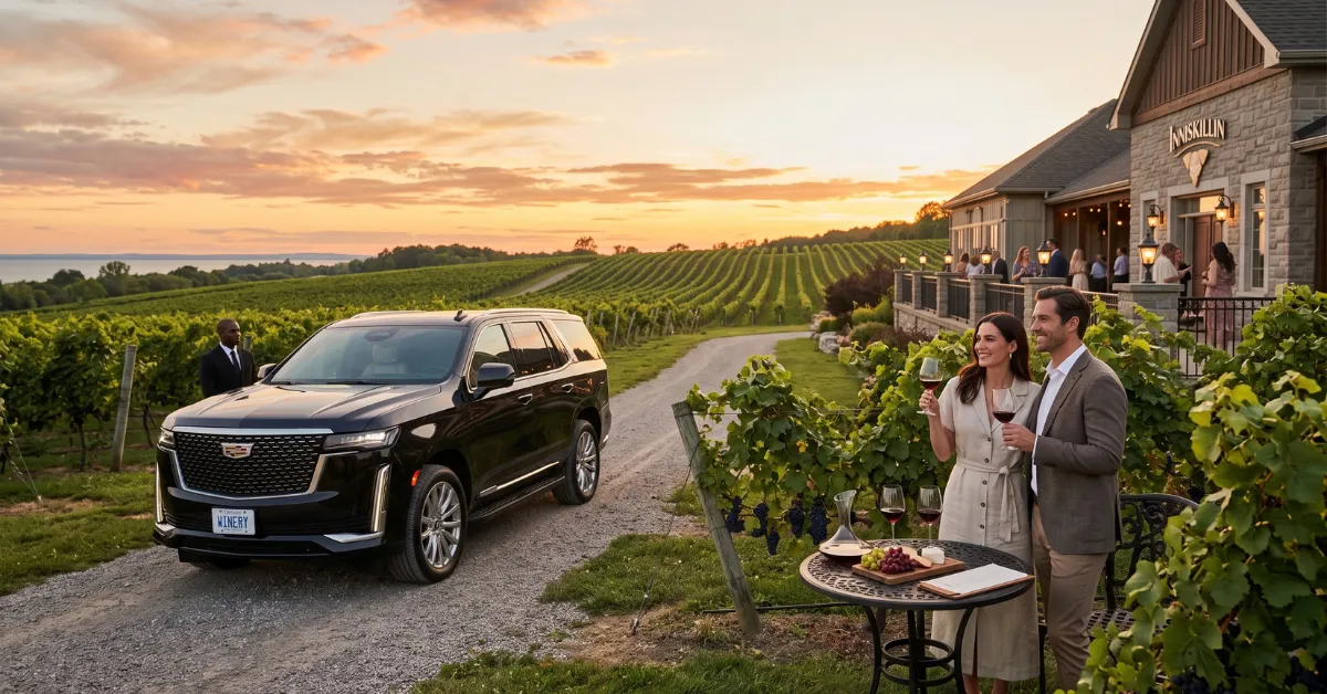 Toronto to Niagara Falls limo wine tour through Niagara-on-the-Lake vineyards